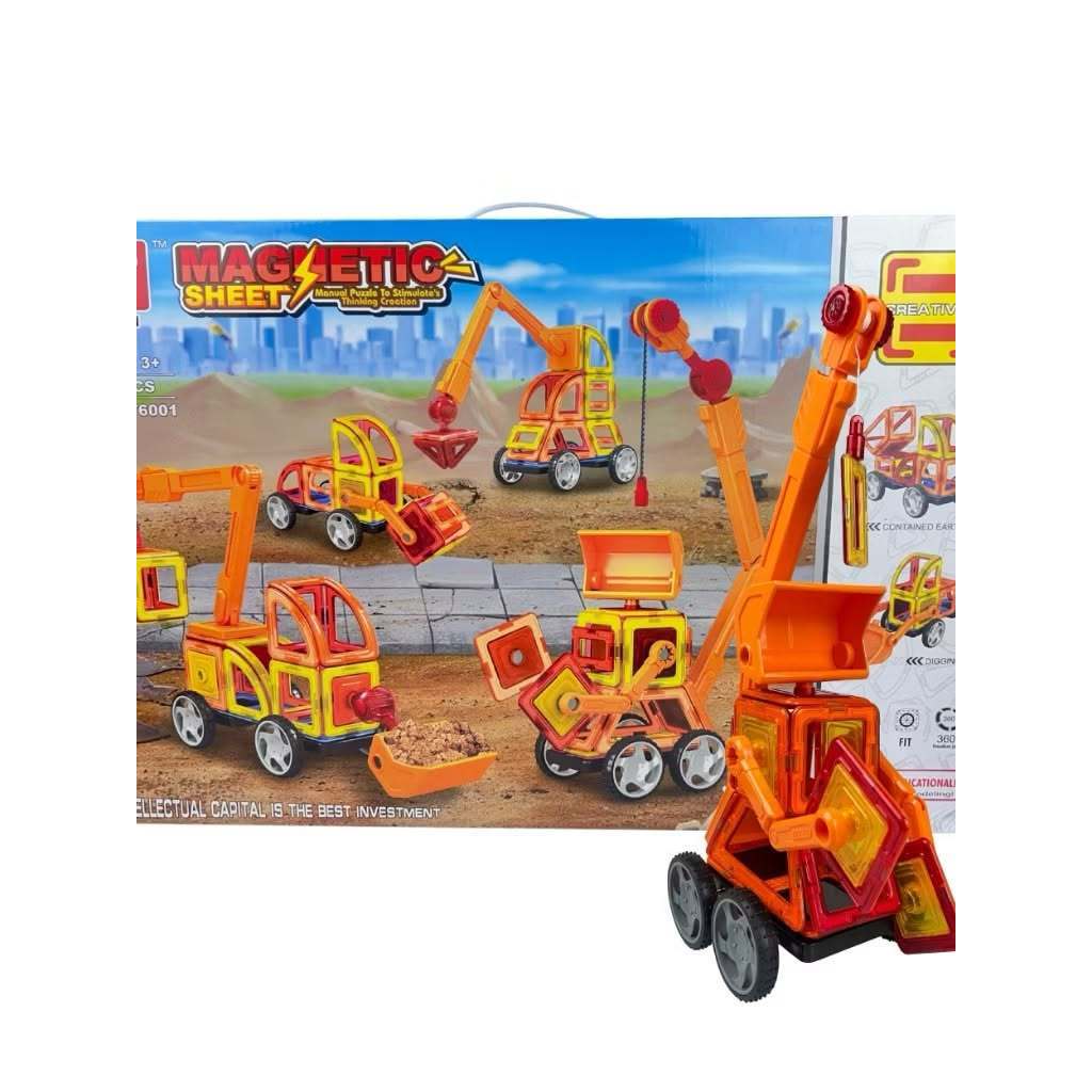 Blocos de Montar Magnéticos de Construção 87 Peças Com Roda e Acessórios Brinquedo Infantil Didático Blocos com Imã