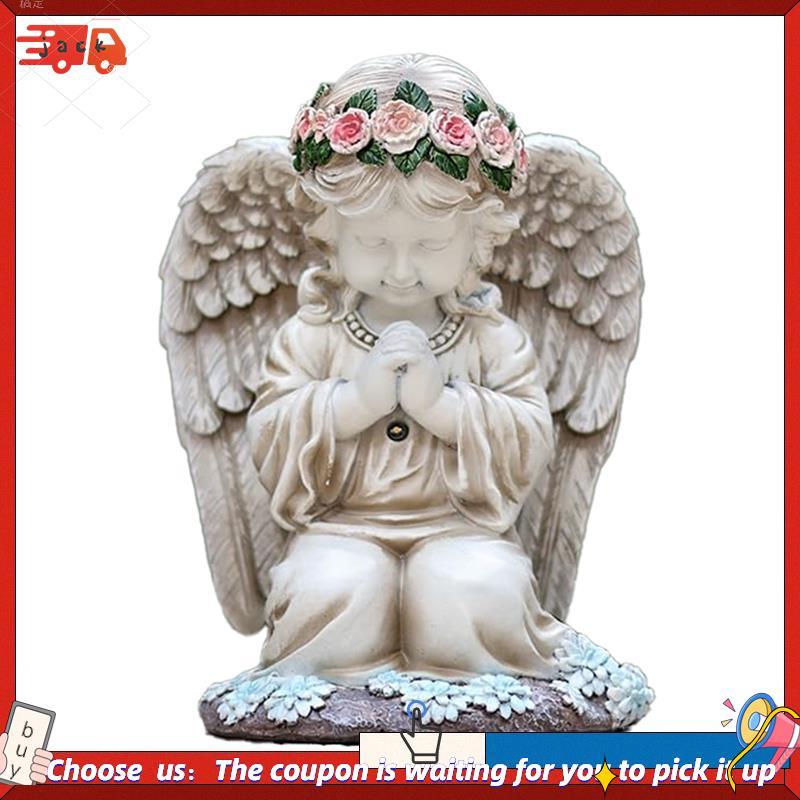 BRS0 Estátua De Anjo Solar Luz Anjos Solares Para Jardim Externo Estatueta De Resina Exterior