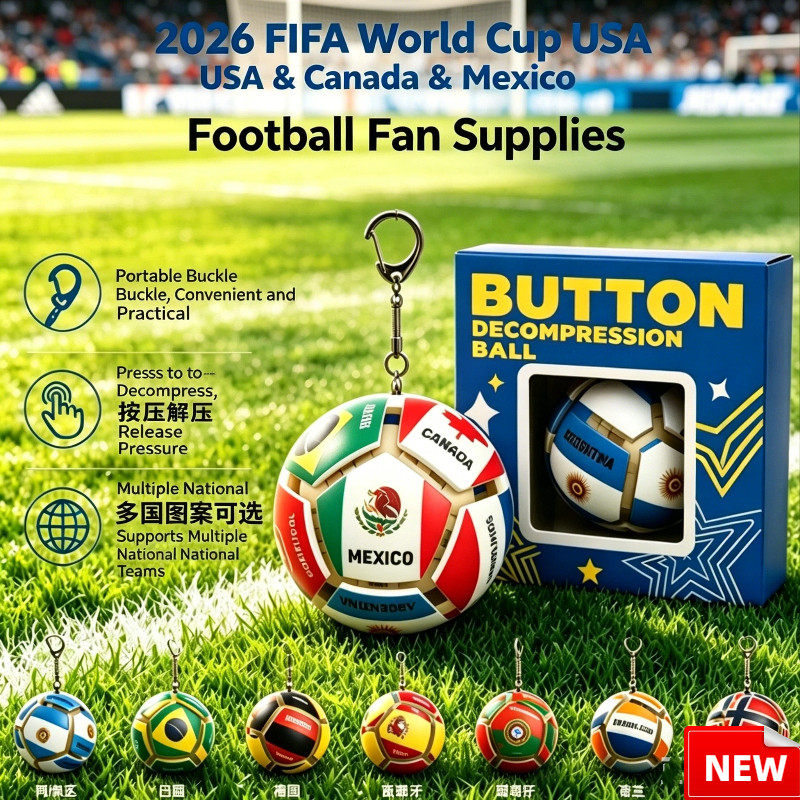 12 Teclas Botão De Futebol De Descompressão Da Copa Do Mundo Chaveiro-Brinquedo Fidget Clicky Com Luzes LED , Dispositiv