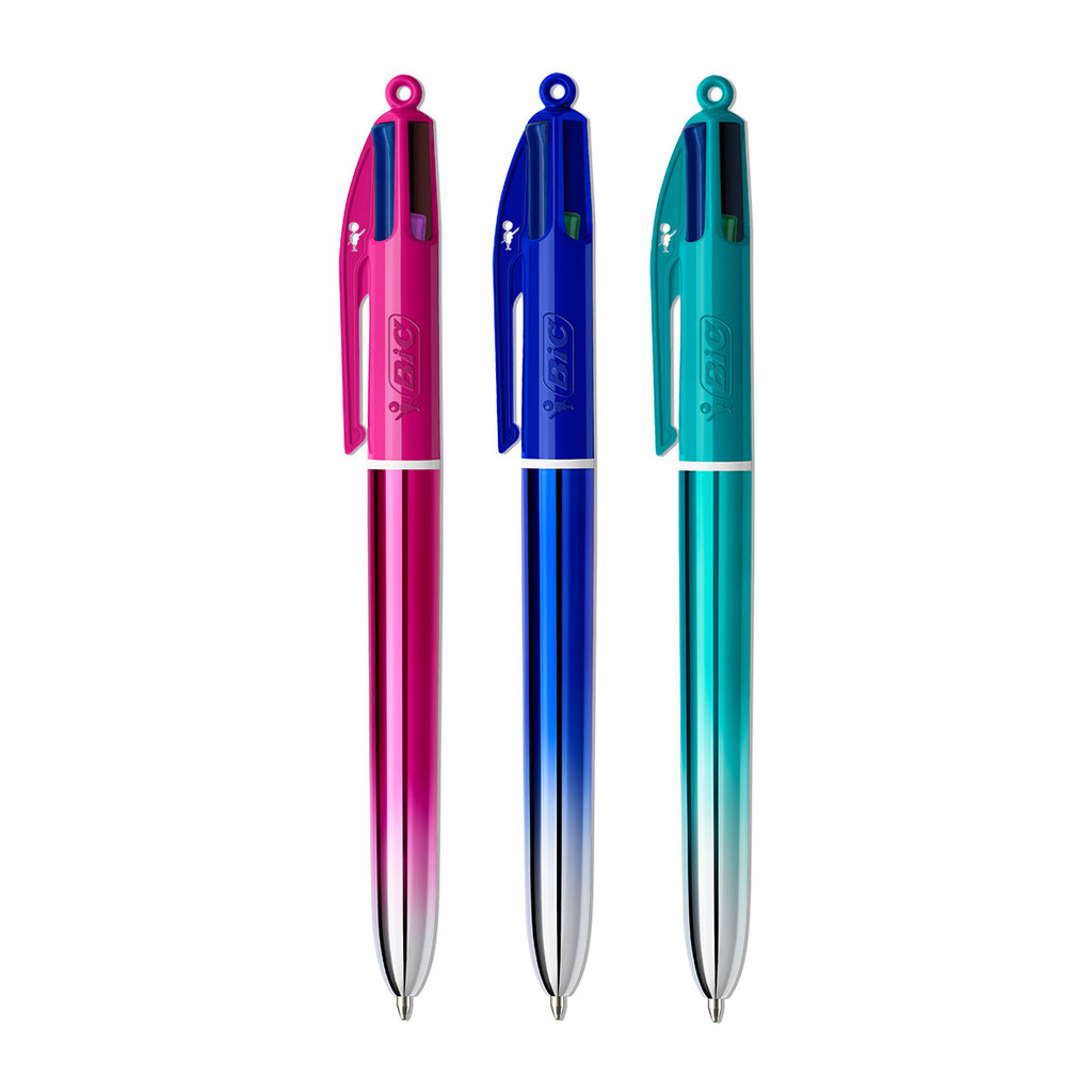 Caneta esferográfica 1.0 retrátil Degradê Metálica 4 cores unidade Bic