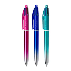 Caneta esferográfica 1.0 retrátil Degradê Metálica 4 cores unidade Bic