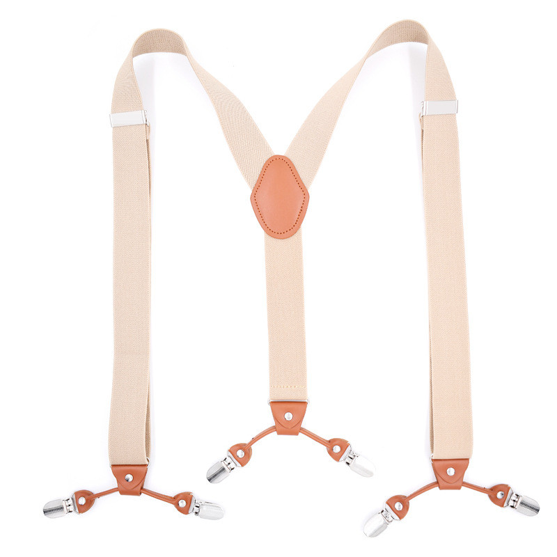 3.5cm masculino 6 clipe cinta elástica suspensórios adultos cinta 22 cores pulseira de couro amarelo clipe pronto estoqu