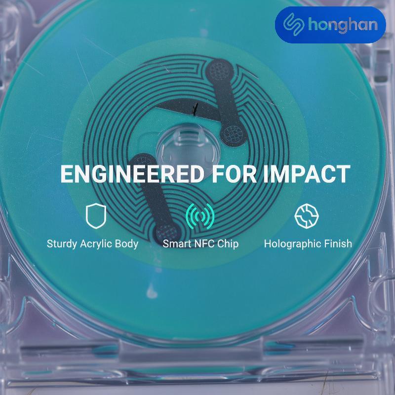 [honghan] 1 Unidade Mini NFC CD Disco De Vinil Chaveiro Pingente De Link De Música Concha Transparente Presente Faça Voc