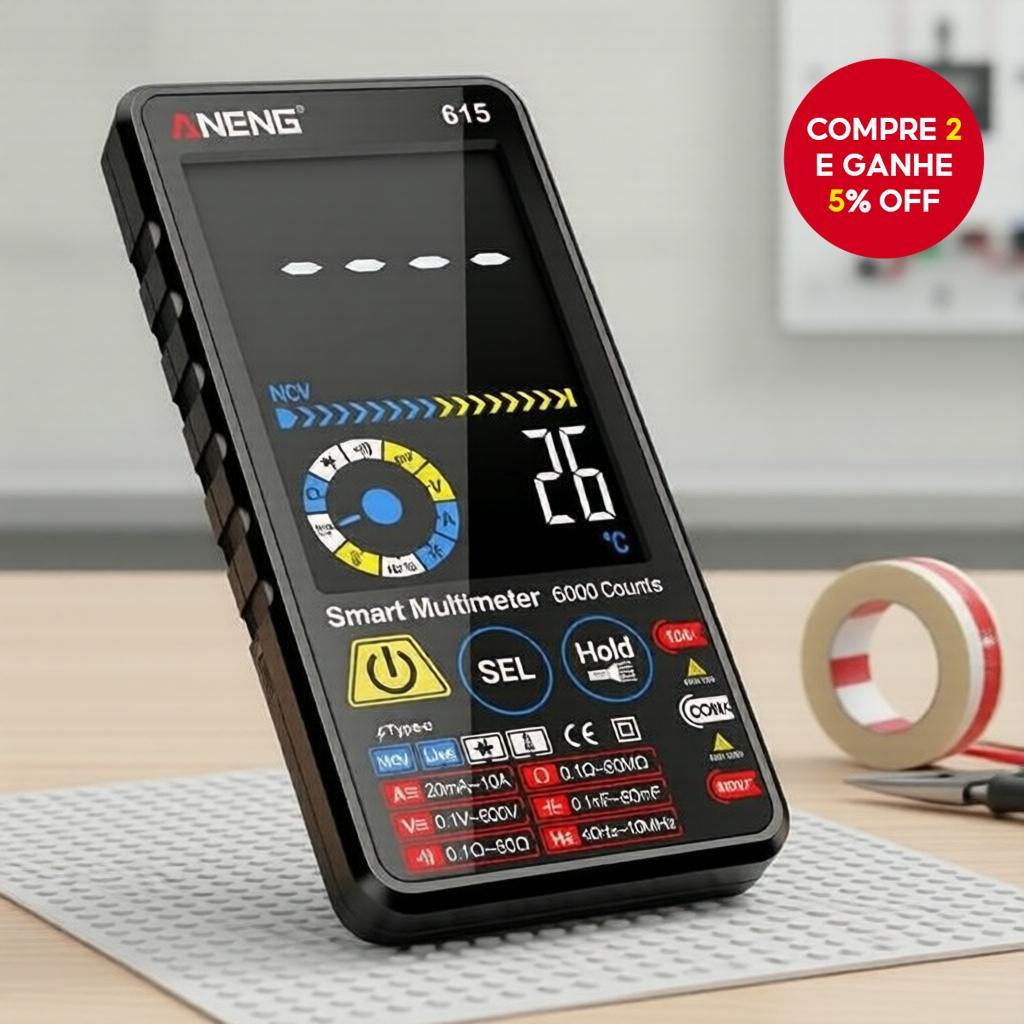  ANENG 615 6000-contagens Medidor de Toque Inteligente para Tensão e Corrente AC/DC, Detecção de NCV, Teste de