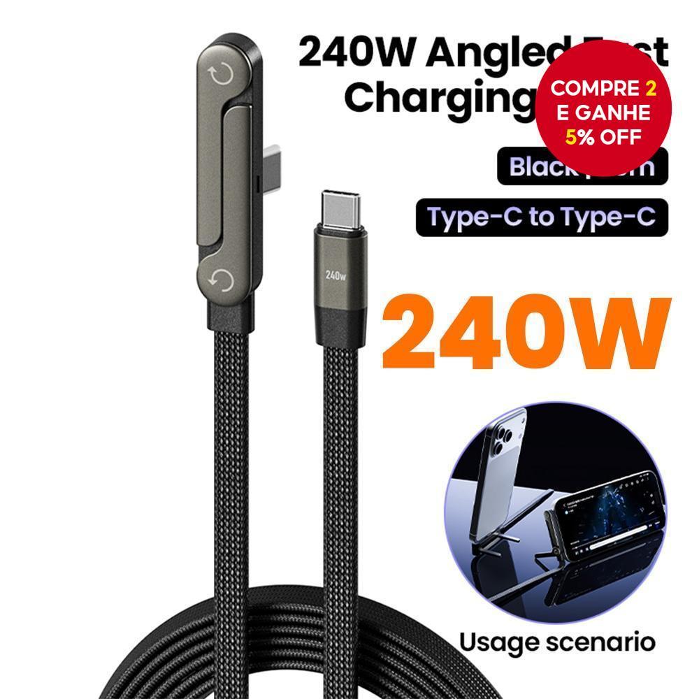 Novo Cabo de Carregamento Rápido 2 em 1 Dobrável 240w Suporte para Tablet e Telefone Cabo em L com Suporte Tipo-C /