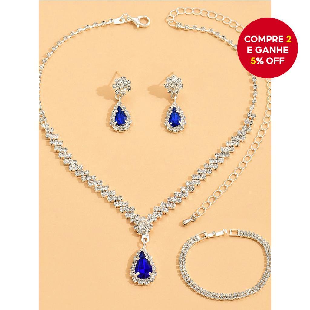 Conjunto de Joias em Forma de Gota para Mulheres com 4 Itens, incluindo Colar, Brincos e Pulseira, ideal para Presentes