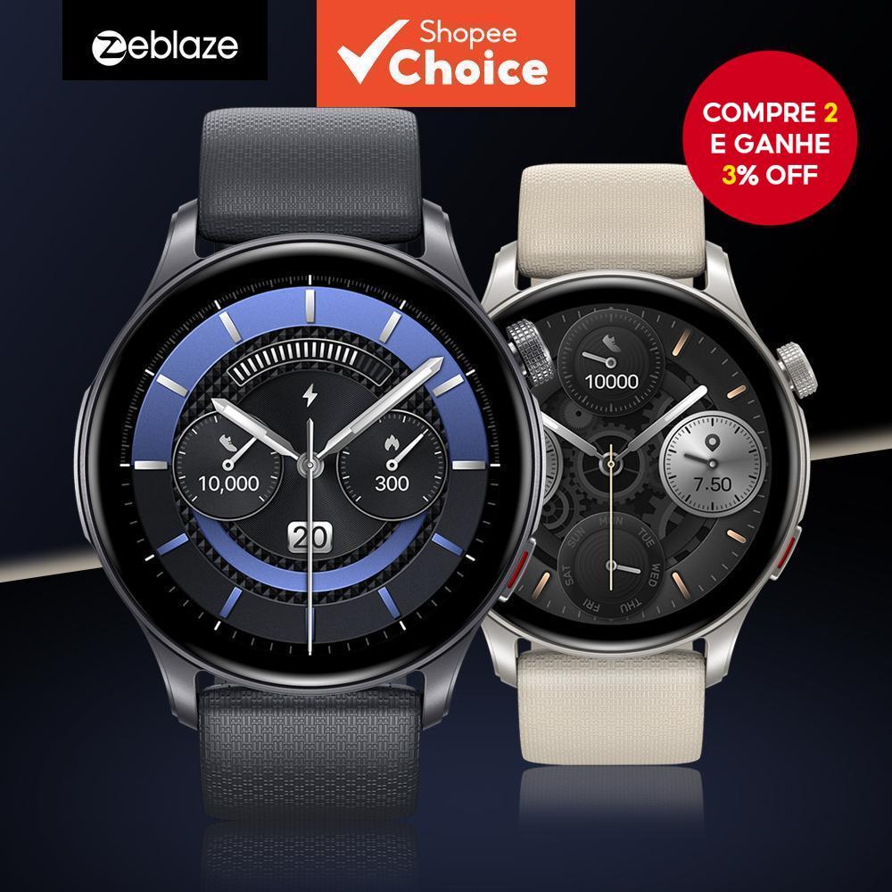 Novo Relógio Inteligente Zeblaze Btalk 3 GPS 1.43 Tela AMOLED Pulseira Dupla Atende/Faz Chamadas Monitor de Frequência