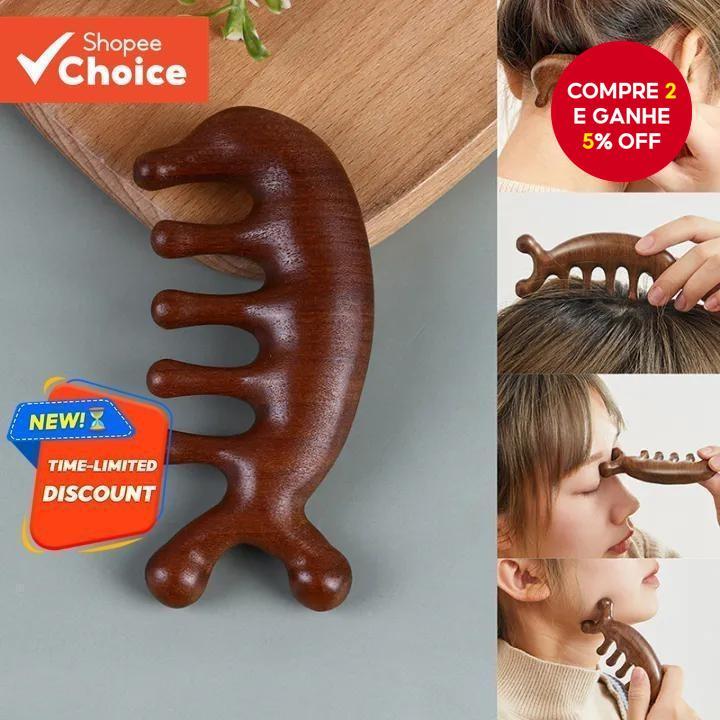 Pente De Massagem De Dentes Largos Antiestático Cinco Garras Cabeça Raspagem Durável Meridiano Couro Cabeludo