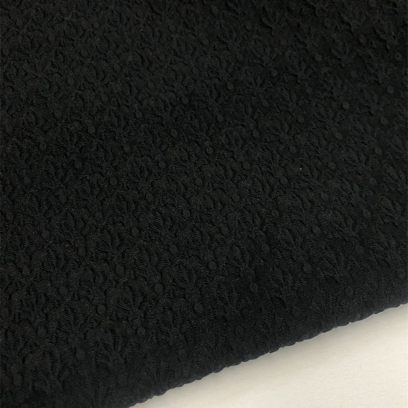 Versão coreana puro preto colisão em relevo Organza moda tecido estilo fino nicho saia vestido Designer tecido