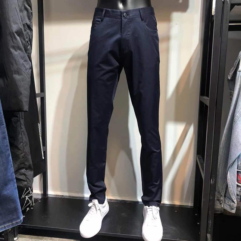 Marca roupas masculinas na moda apontou verão fino estiramento algodão amônia macio magro-ajuste calças magras cintura m