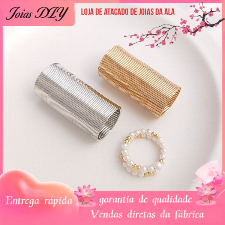 Anel de fio de aço com memória dourada, faça você mesmo, anel artesanal com contas, Material de joia, acessórios básicos