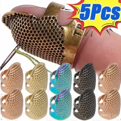 Dedal de Costura Vintage em Metal, Protetor de Dedo, Multicolorido-Ajustável, 2 Tamanhos-Anéis para Ponto Cruz-Capas Ant
