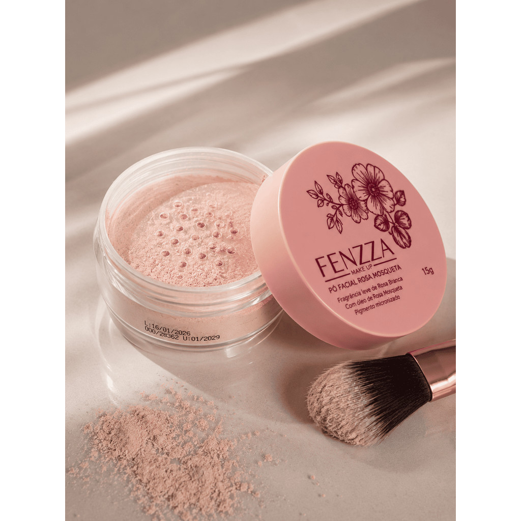 Detalhes do Pó Solto Matte Fennza- Banana ou Rosa Mosqueta - Selagem Perfeita Longa Duração Maquiagem - Beleza