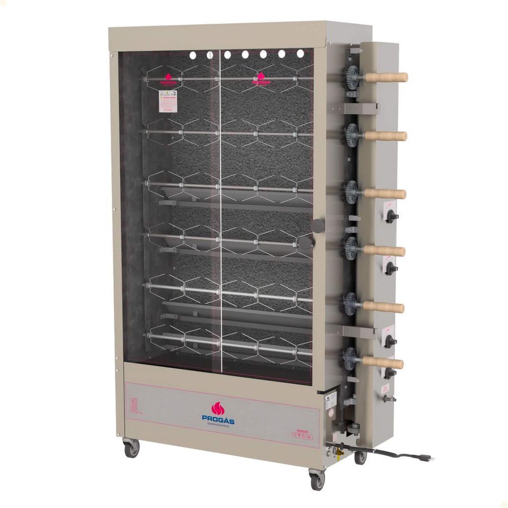 Imagem Forno Assador Rotativo Tubular a Gás Progás PR-634 Com 6 Espetos Para 30 Frangos Bivolt P25420
