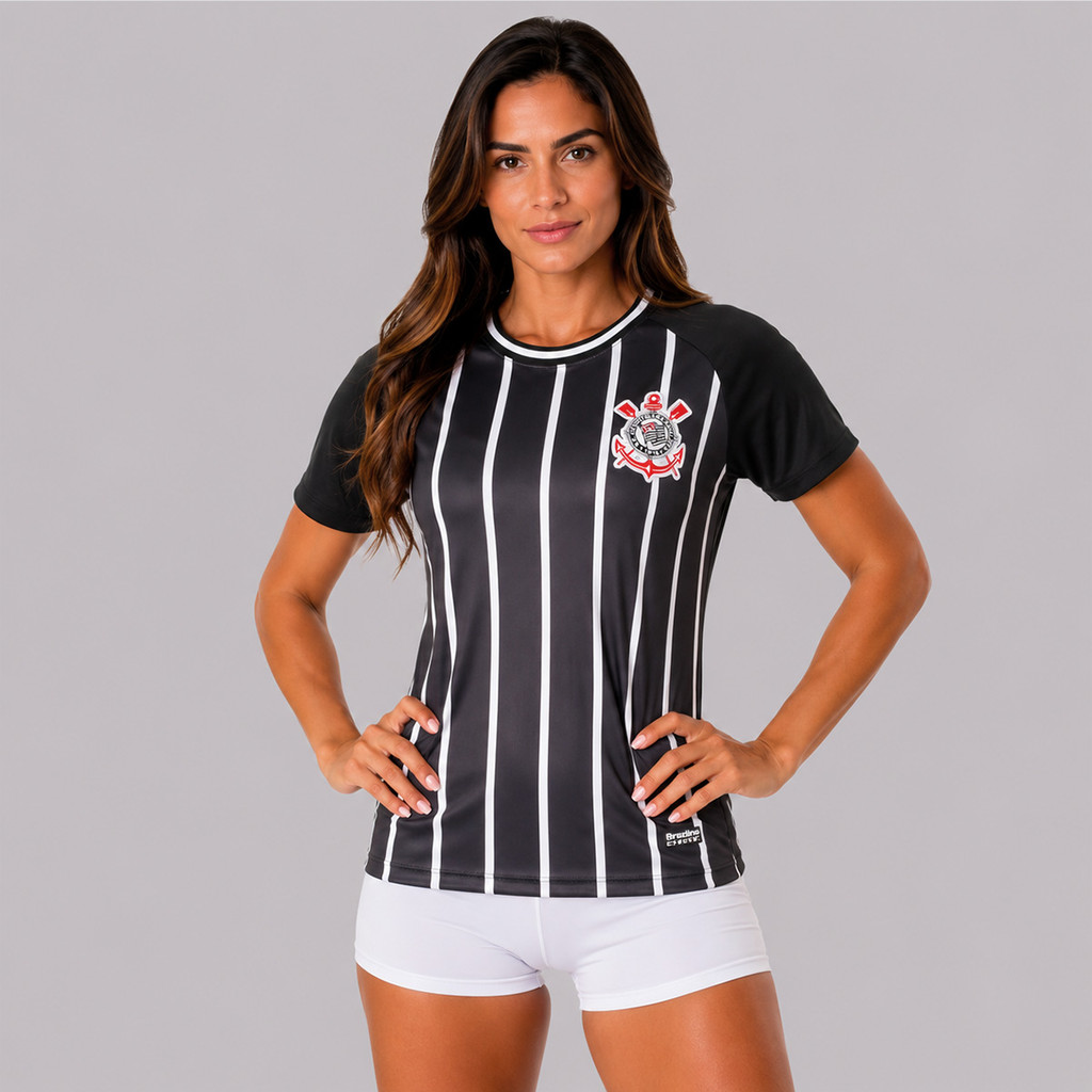 Camisa Corinthians Raglan Feminina Listrada