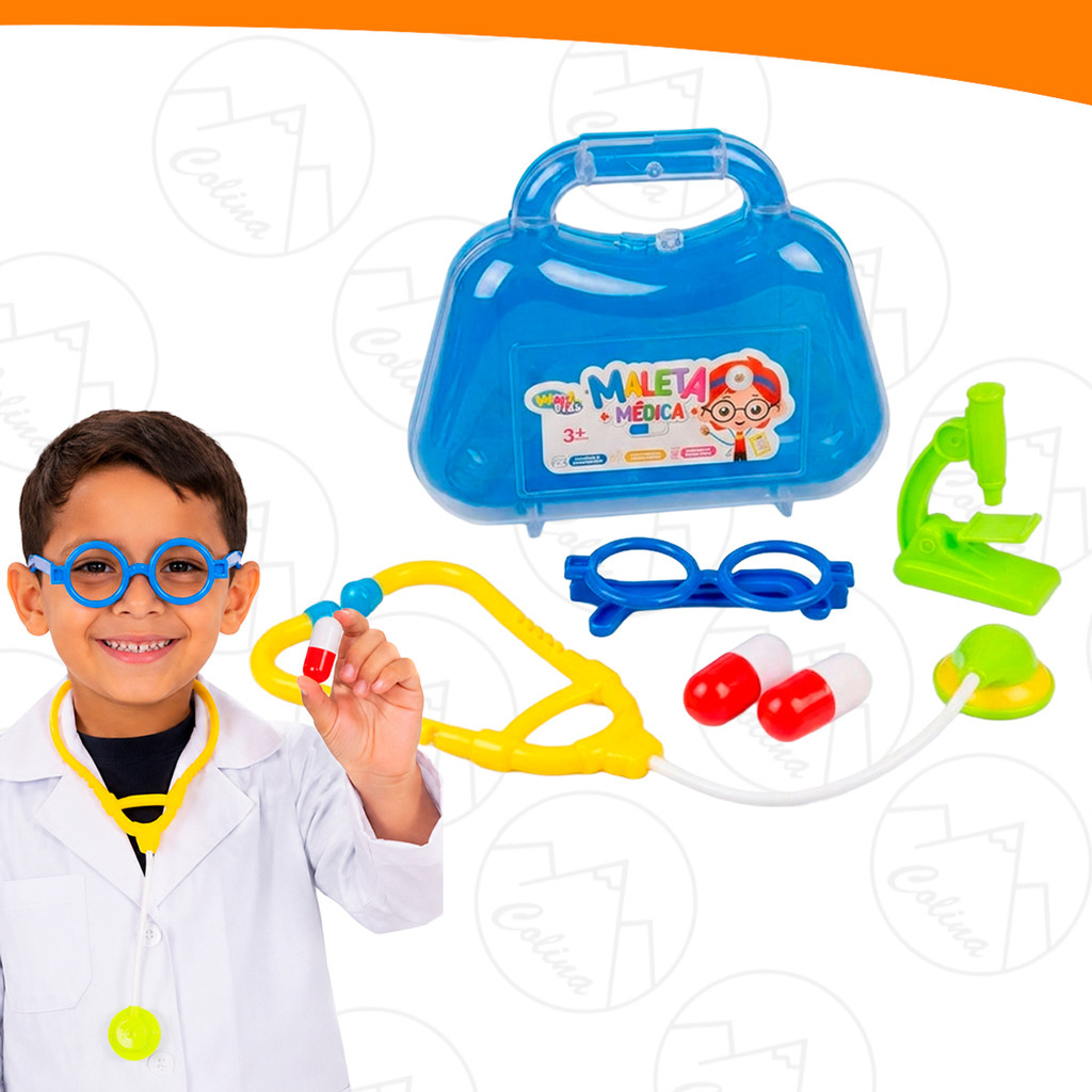Maleta Médico Infantil Brinquedo Unissex Educativo Doutor Criança 5 Peças Menino Menina