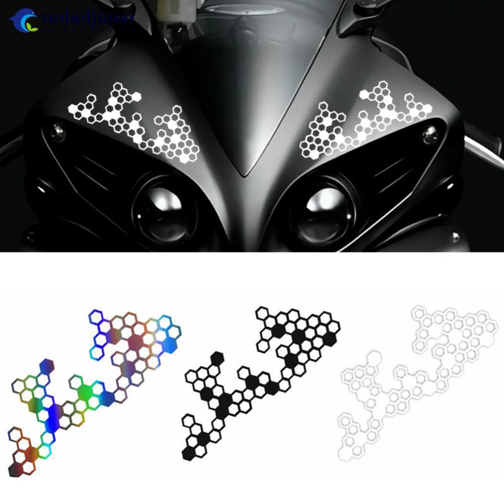 NOBELJIAOO Motocicleta Frente Rosto Fender Caixa Adesivos Modificação Estilo Favo De Mel Decalque Reflexivo À Prova Dwat