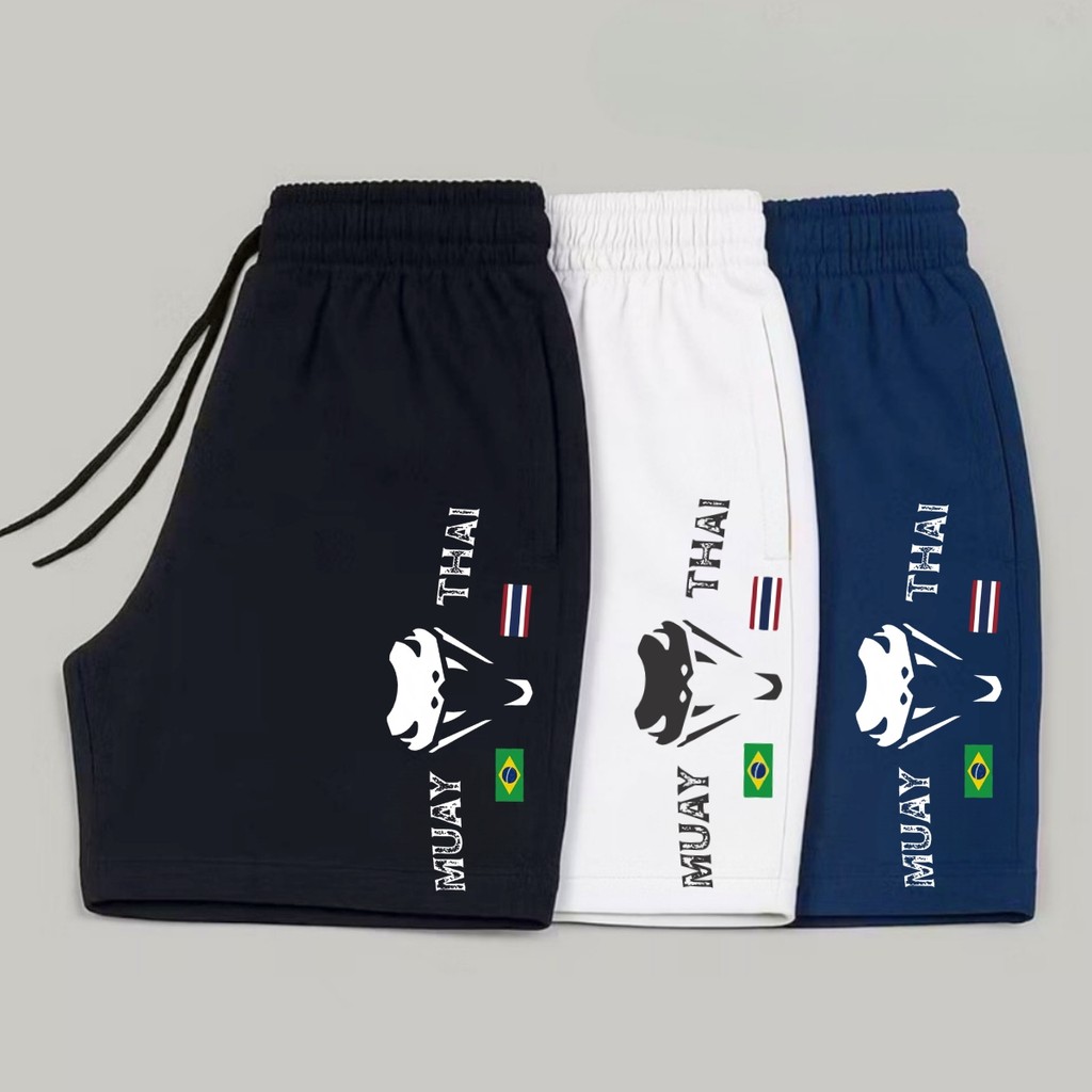 Kit 3 Shorts Tactel Masculino Muay Thai Academia Luta Esporte Bermuda Elastano Leve Confortável