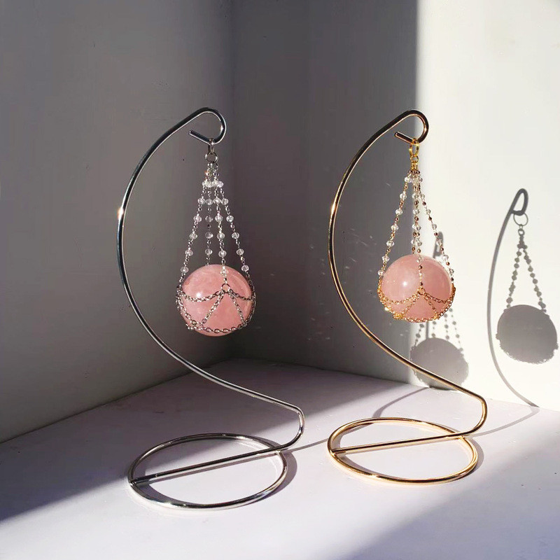 [Seleção Anyuan] Suporte de bola de quartzo rosa de alta qualidade, pêndulo de cristal, suporte de mesa, protetor solar