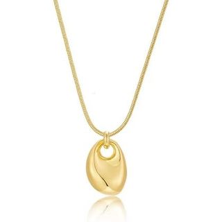Colar Com Pingente Oval Irregular Em Tom Dourado Para Mulheres , Minimalista Corrente De Cobra Robusta , Delicado Longo 