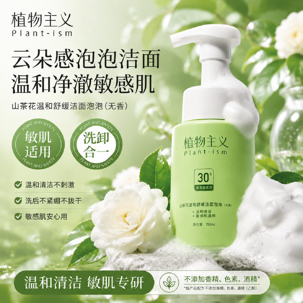 Botanicalismo limpador Facial aminoácido Mousse de limpeza suave óleo calmante pele sensível adequado para mulheres gráv