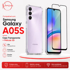 Capa Capinha Anti Impacto Compatível Com Galaxy A05s E/OU Película 3D Vidro Temperado
