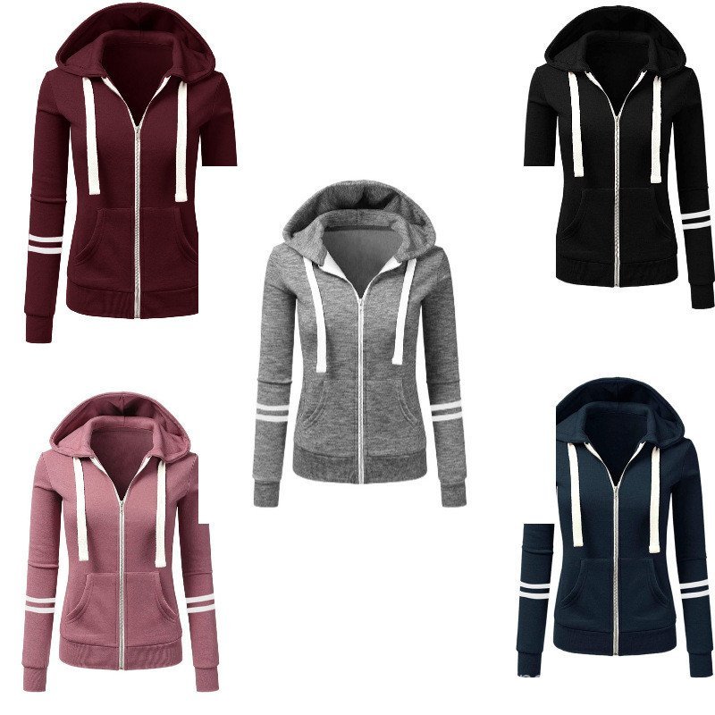 Moletom de algodão outono inverno moletom feminino esportes Cardigan zíper moletom com capuz jaqueta fabricante estoque