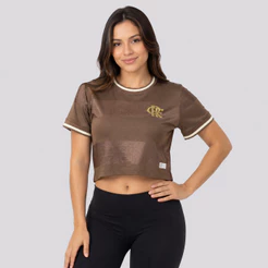 Cropped Flamengo Dry Jacquard Feminino Marrom