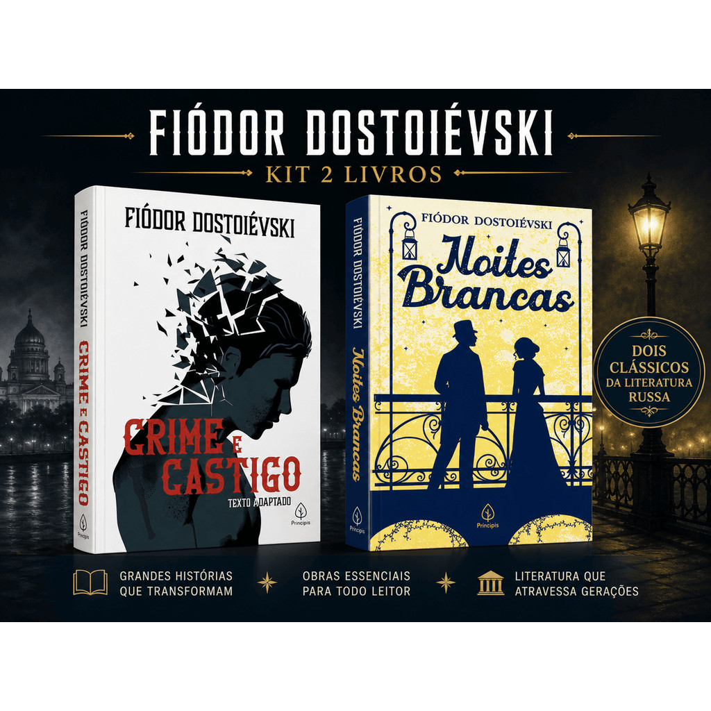 Kit 2 Livros Romances Dostoiévski Noites Brancas e Crime e Castigo