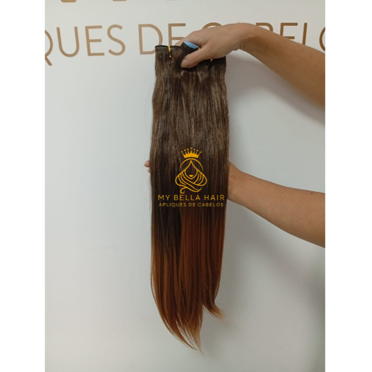 Cabelo para Mega Hair na Fita Adesiva Humanizado Liso Californiana 60cm Natural Fibra Russa