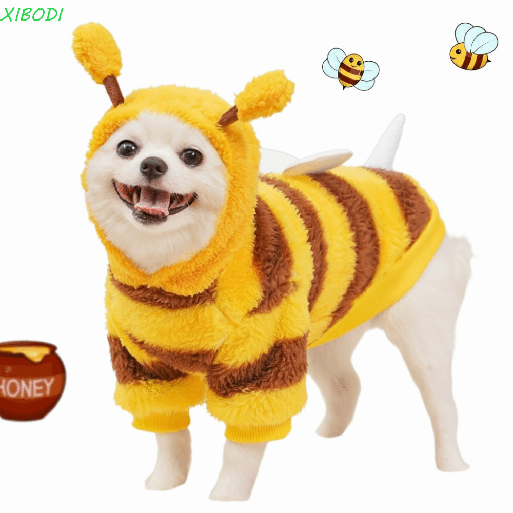 XIBODI Abelha Pet Traje , Quatro Pernas De Pelúcia Quente Filhote De Cachorro Casaco Vestuário , Lã Do Plutônio Design E