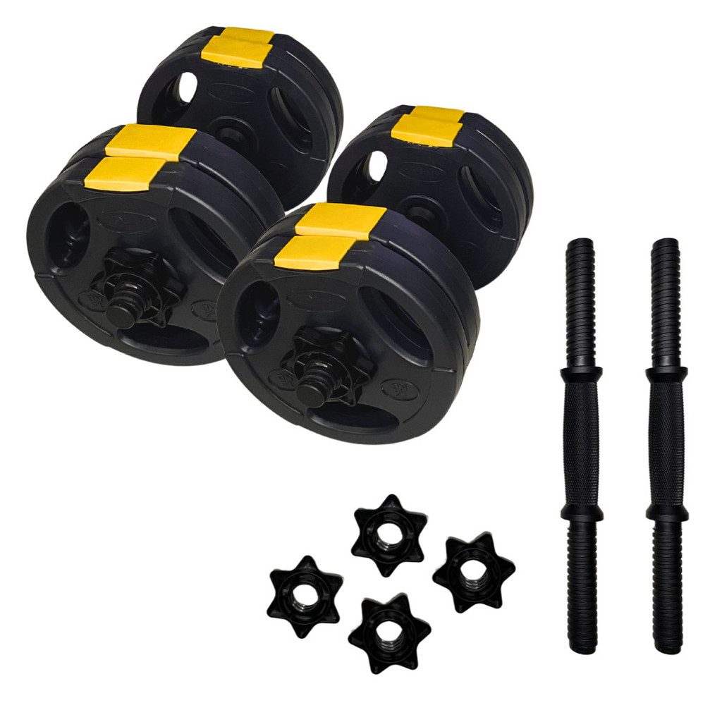 Kit Halteres Peso Musculação Ajustável Halter Até 15kg Cor Preto