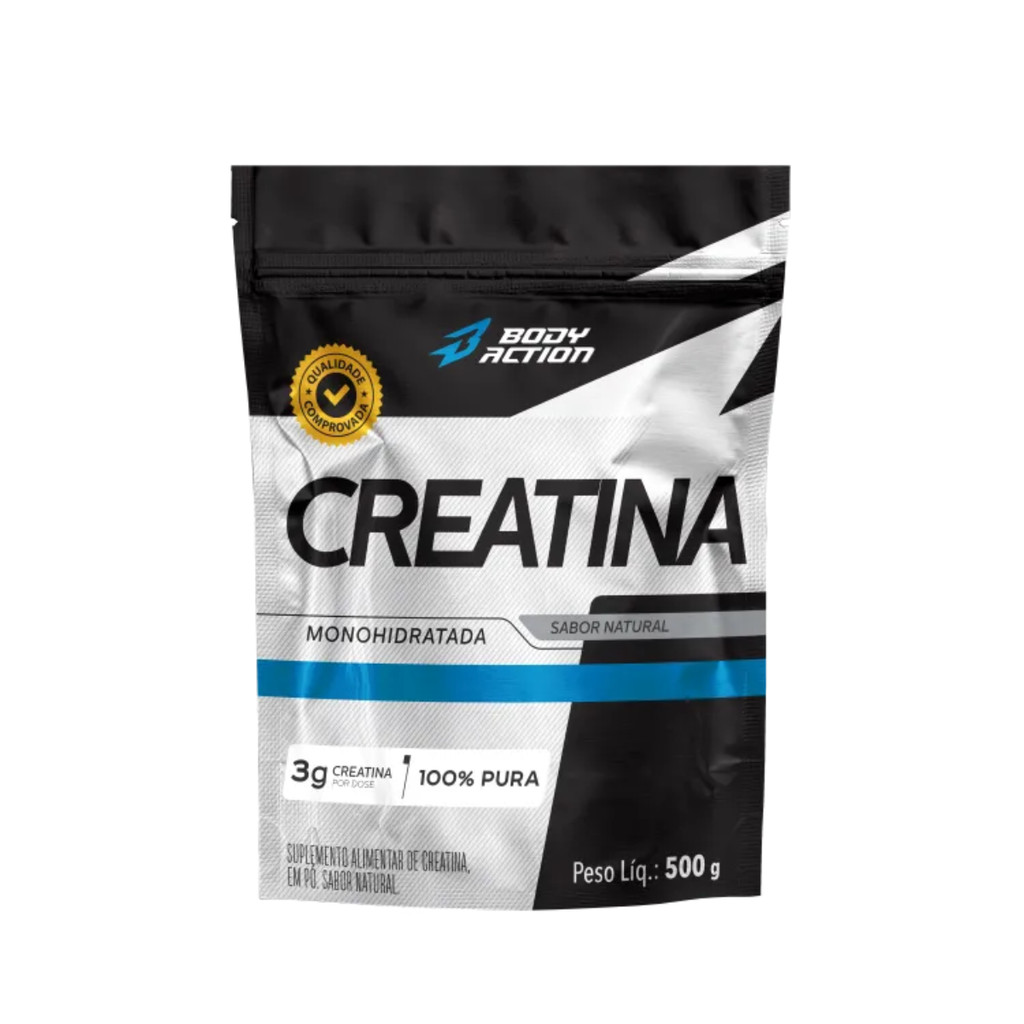 Creatina Monohidratada 100% Pura 500g Ganho De Massa E Força Bodyaction