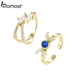 Anel Aberto Bamoer Tamanho Ajustável Dourado Simples Joias Da Moda Para Presente Feminino