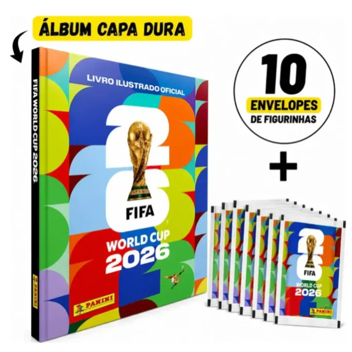 Kit Álbum Copa Do Mundo 2026 Capa Dura+70figurinhas(10envel)
