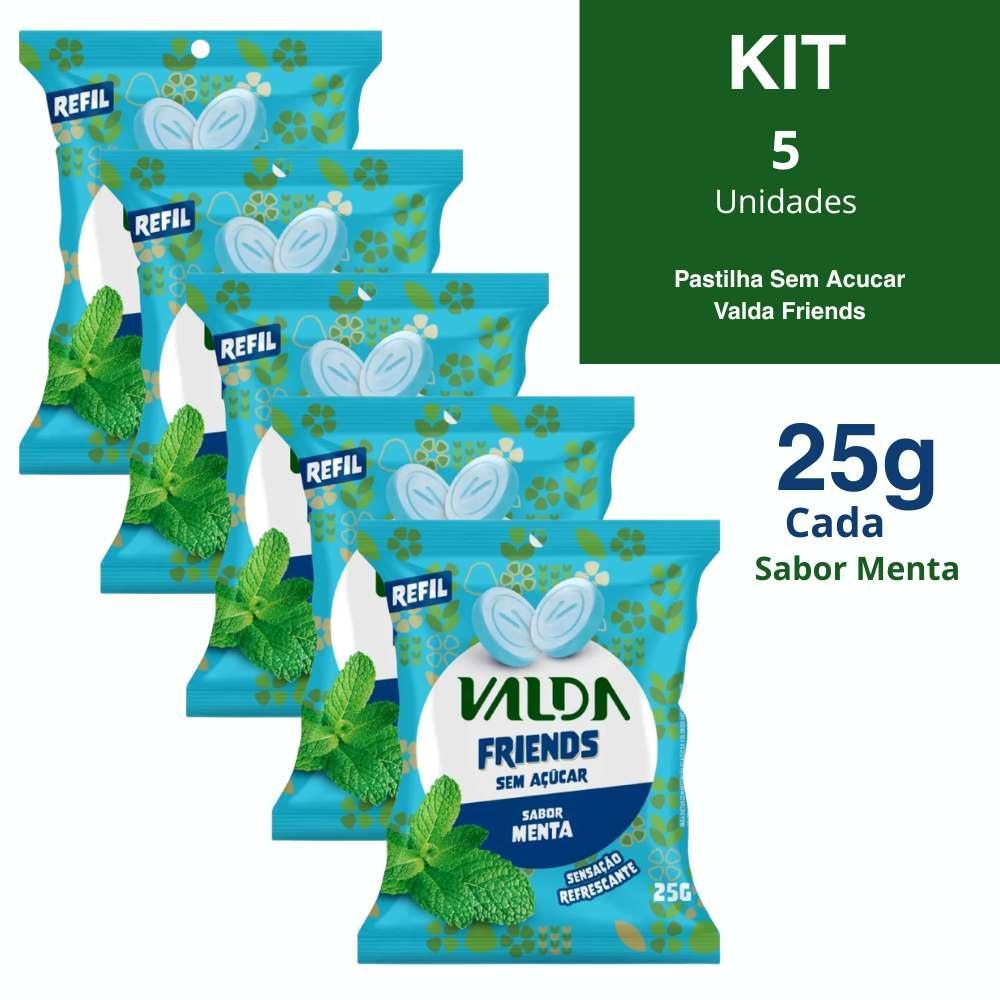 Kit 5 Pastilhas Valda Friends Sem Açúcar 25g Cada Sabor Menta