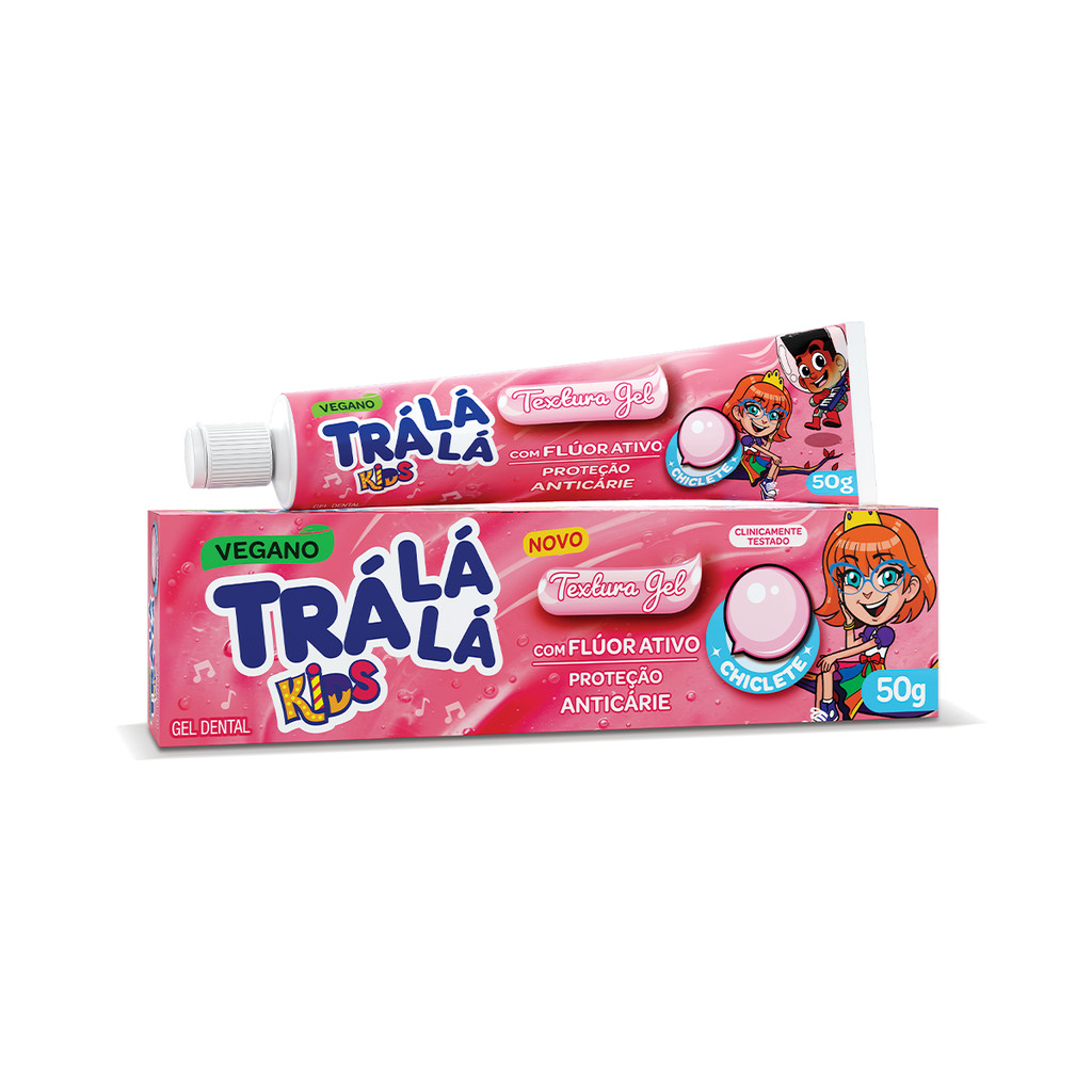 Gel Dental Infantil Sabor Chiclete 50g Trá Lá Lá Kids  Anticárie Com Cálcio