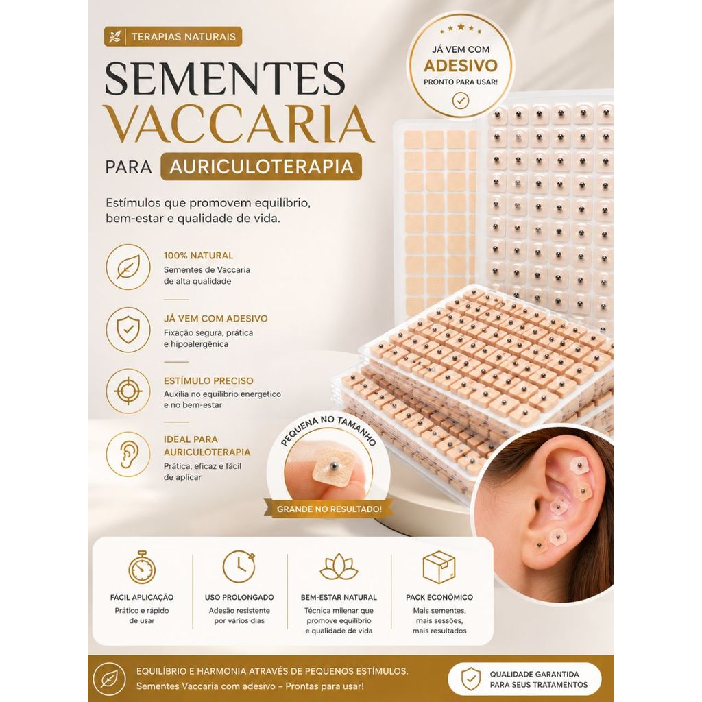 Kit 1800 Sementes Vaccaria Auriculoterapia Acupuntura Auricular