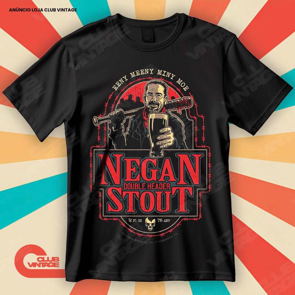 Camiseta Negan Stout The Walking Dead Blusa Camisa Séries 100% Algodão