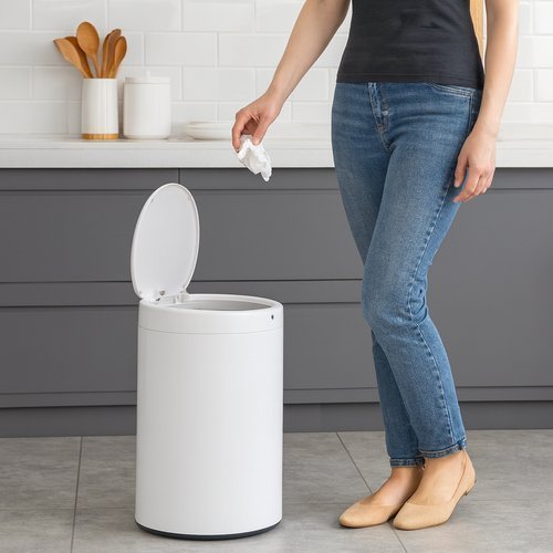 Lixeira Automática Sensor Branca Tampa Inteligente Cozinha Banheiro