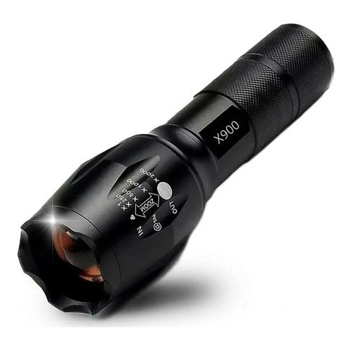 Lanterna Tática Profissional Luz Led Alta Luminosidade X900 Branco Preto