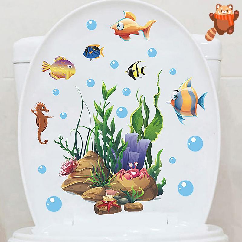 [AP] Vaso Sanitário À Prova D'água Para Peixes Marinhos , Adesivo Forte , Decoração De Banheiro Casa TH