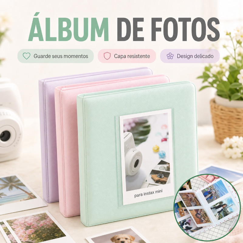 Álbum de Fotos Instax Para  8 9 11 12 Mini Evo 64 Photos for Photo Storage Armazenamento Cartões Postais Capa Dura