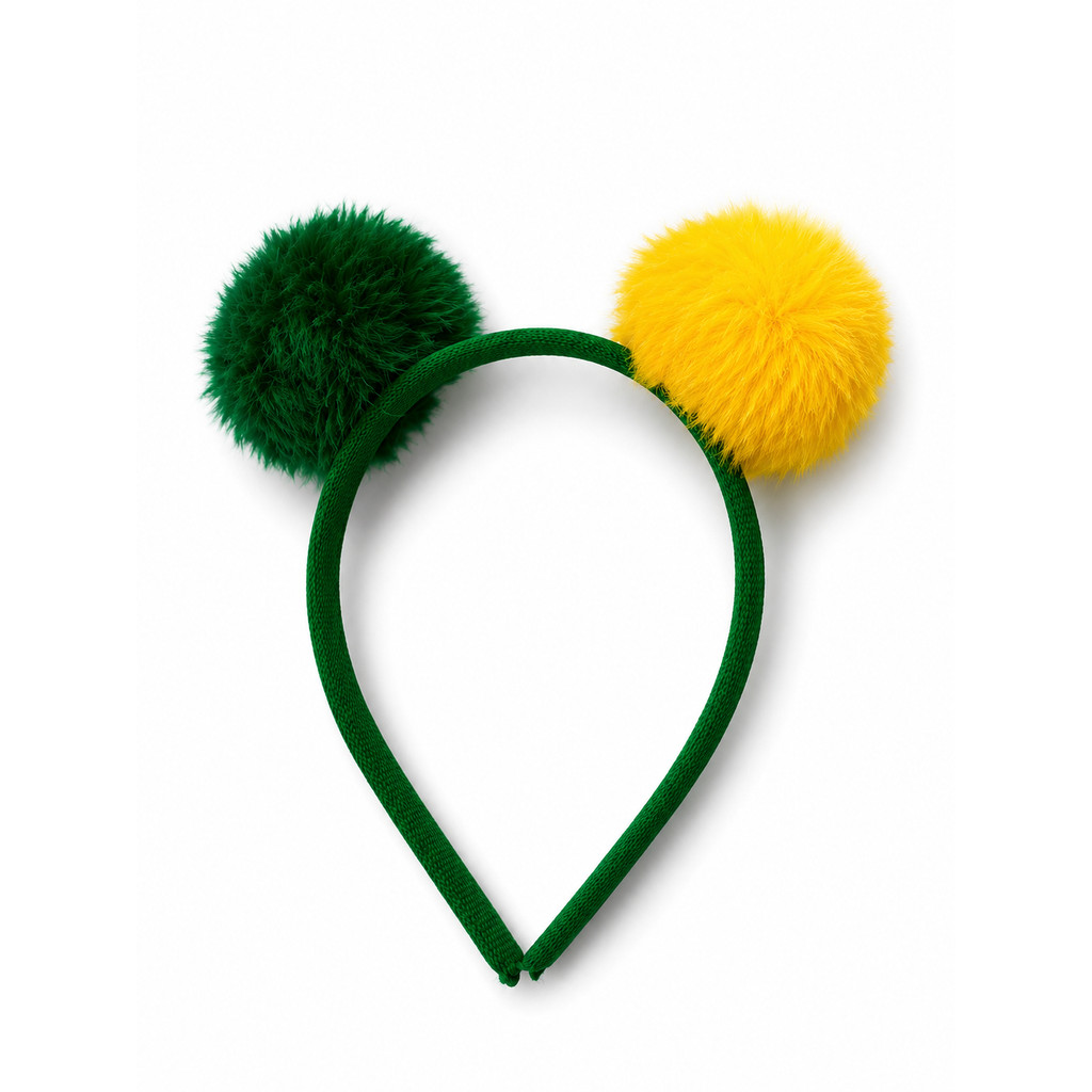 Tiara Brasil Verde e Amarela com Pompom Acessório Torcida Brasileira Copa Carnaval e Festa Temática