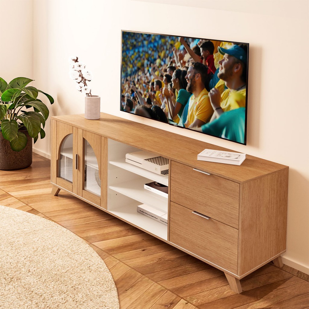 Rack para TV Até 75 Polegadas Murano 2 Portas 2 Gavetas Cinamomo/Off White - Artely