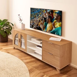 Rack para TV Até 75 Polegadas Murano 2 Portas 2 Gavetas Cinamomo/Off White - Artely