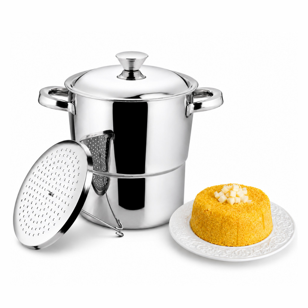 Cuscuzeira em Inox 16cm Fogão Gás Indução Cuscuzeiro Nordestino  2.5L