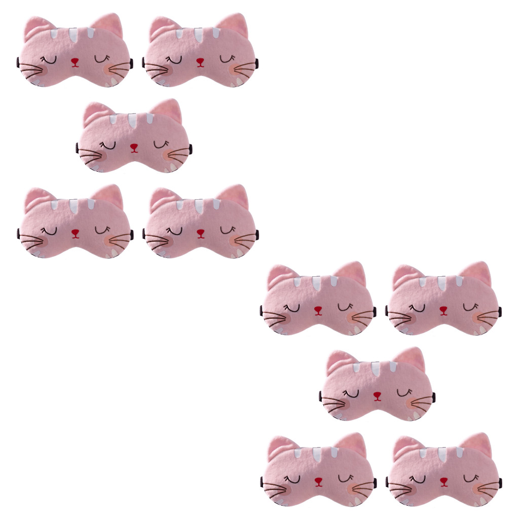 Kit 10  Máscaras Rosa Tapa Olhos Para Dormir Com Estampa Gato Ideal Para Relaxar