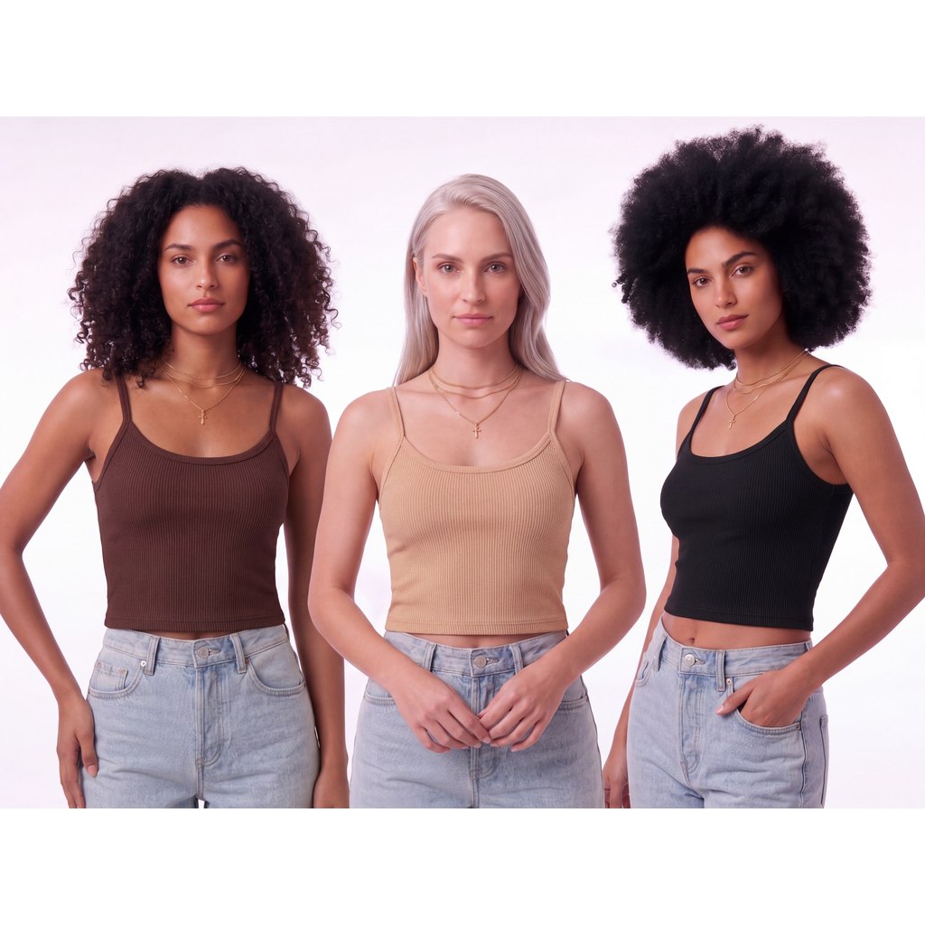 Cropped Feminino Ribana Canelada Alça Fina Blusa Feminina Blusinha Básica Regata Academia Tendência