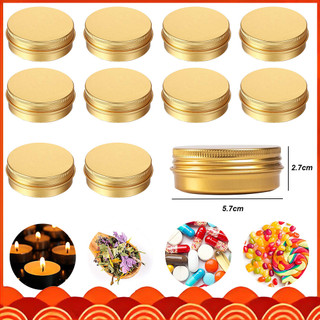 10u. Latas de metal de 50ml/50g com tampa, potes redondos com tampa de rosca para armazenamento